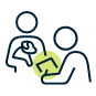 Icon of a veterinary professional with pet owner.